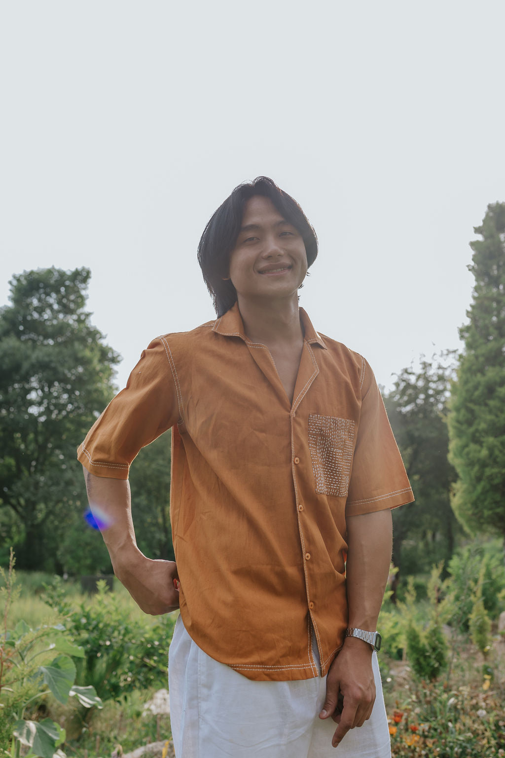Hand-Embroidered Linen Shirt (Men) (SALE - M)
