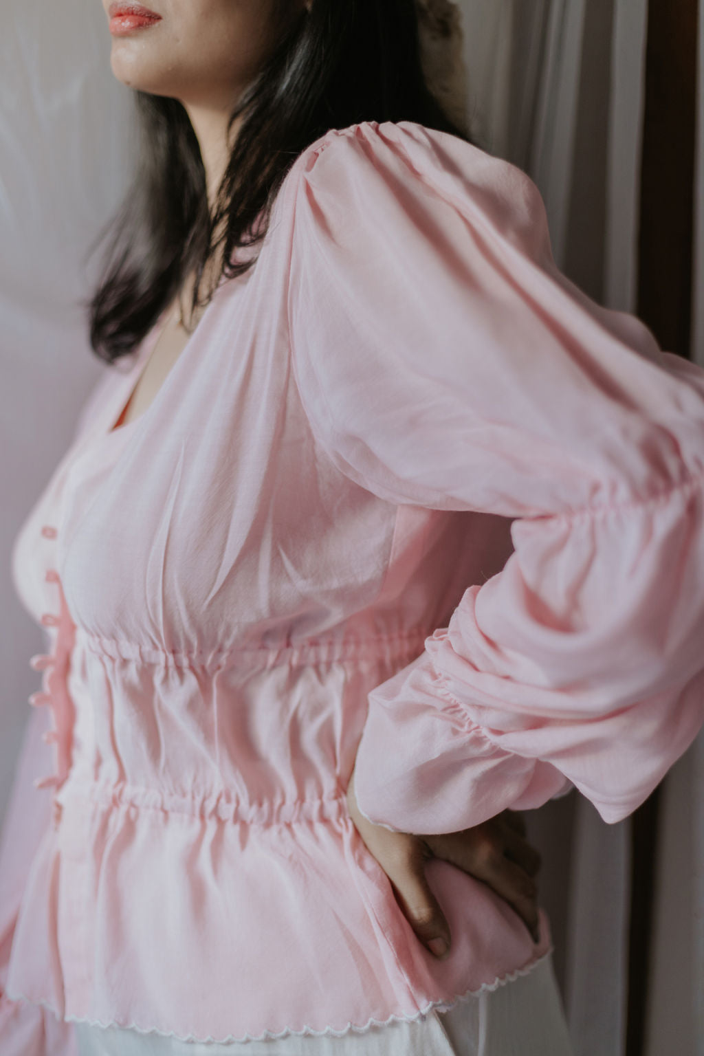 Blush Pink Buttoned Top