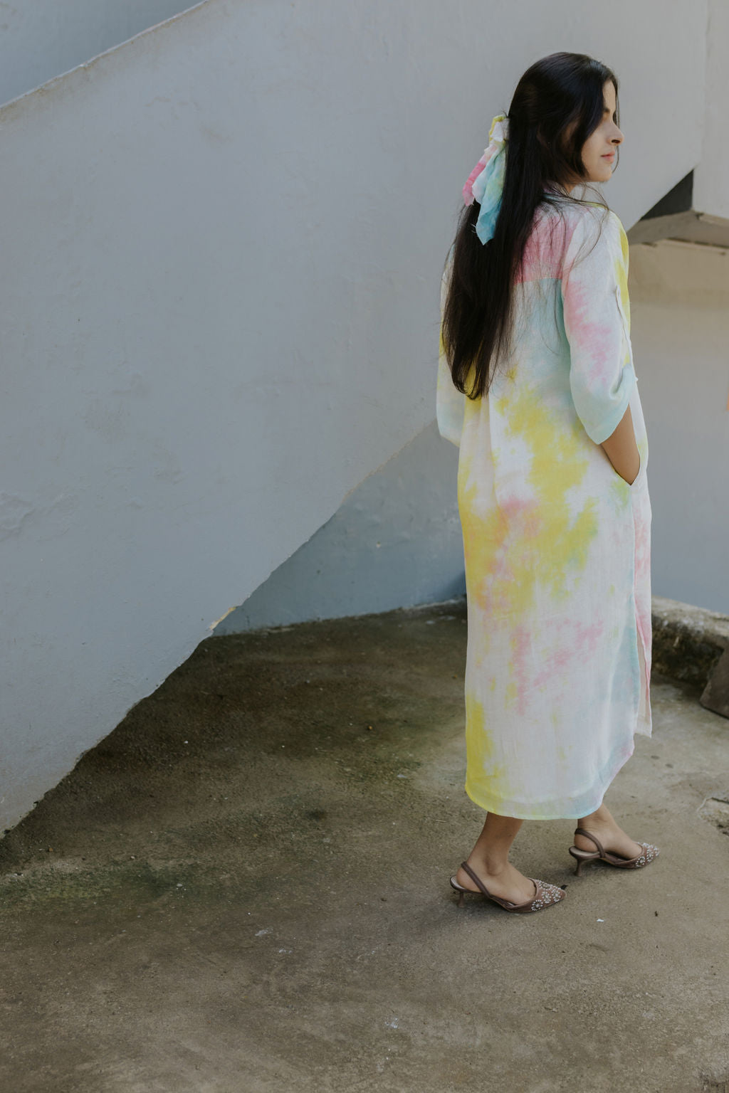 Funky Fusion Tie-Dye Oversized Shirt Dress