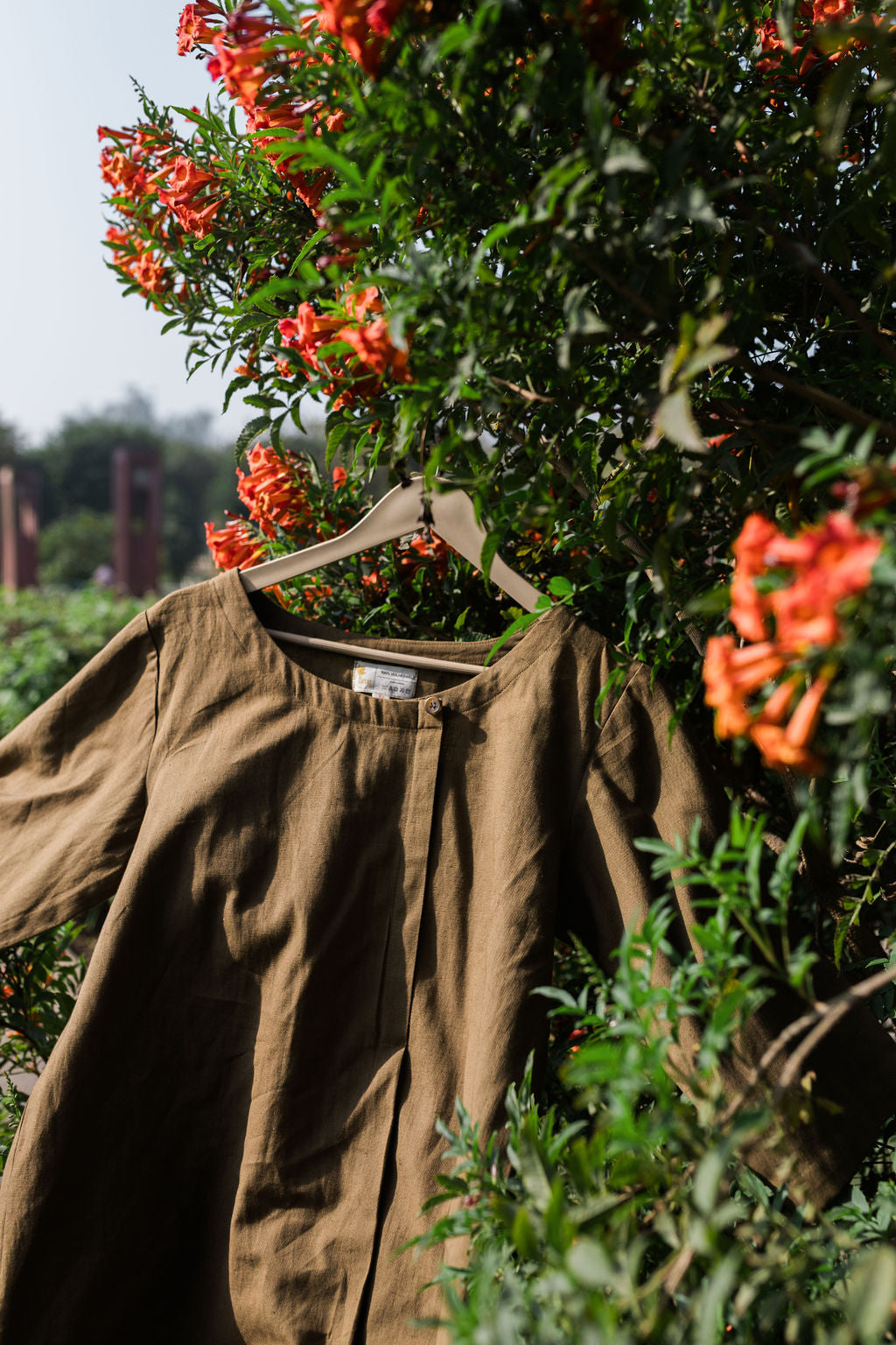 Earthtone Pleated Linen Top (SALE - All Sizes)