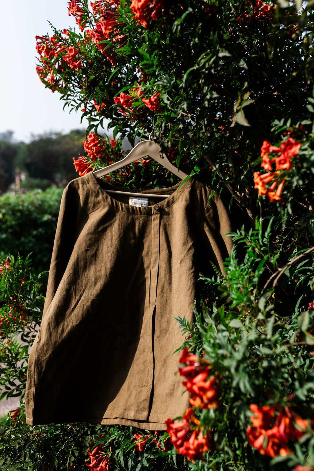 Earthtone Pleated Linen Top (SALE - All Sizes)