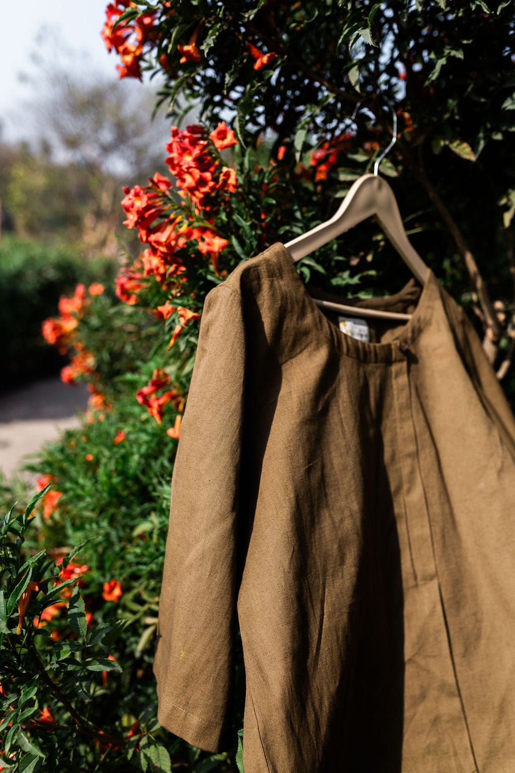 Earthtone Pleated Linen Top (SALE - All Sizes)