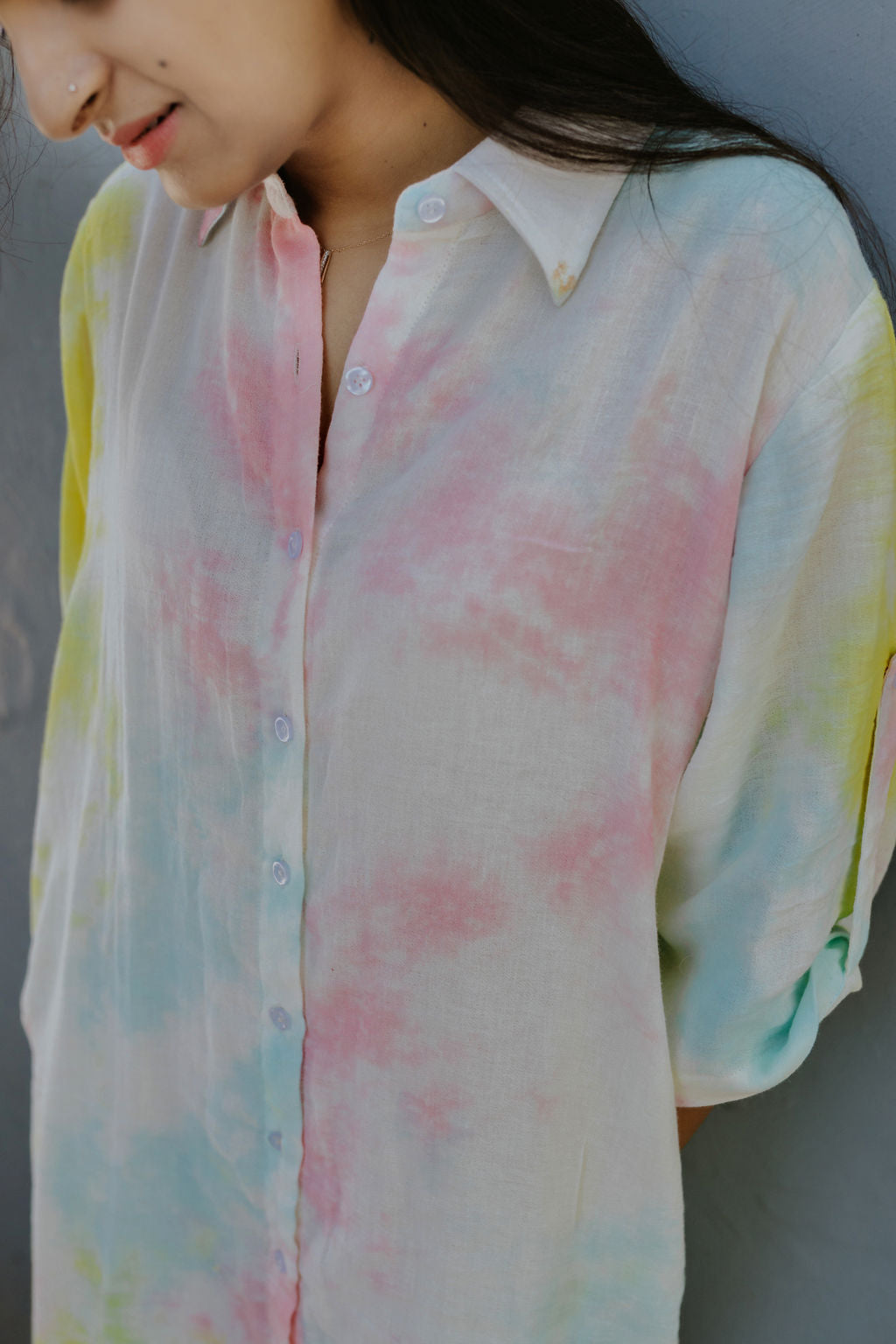 Funky Fusion Tie-Dye Oversized Shirt Dress