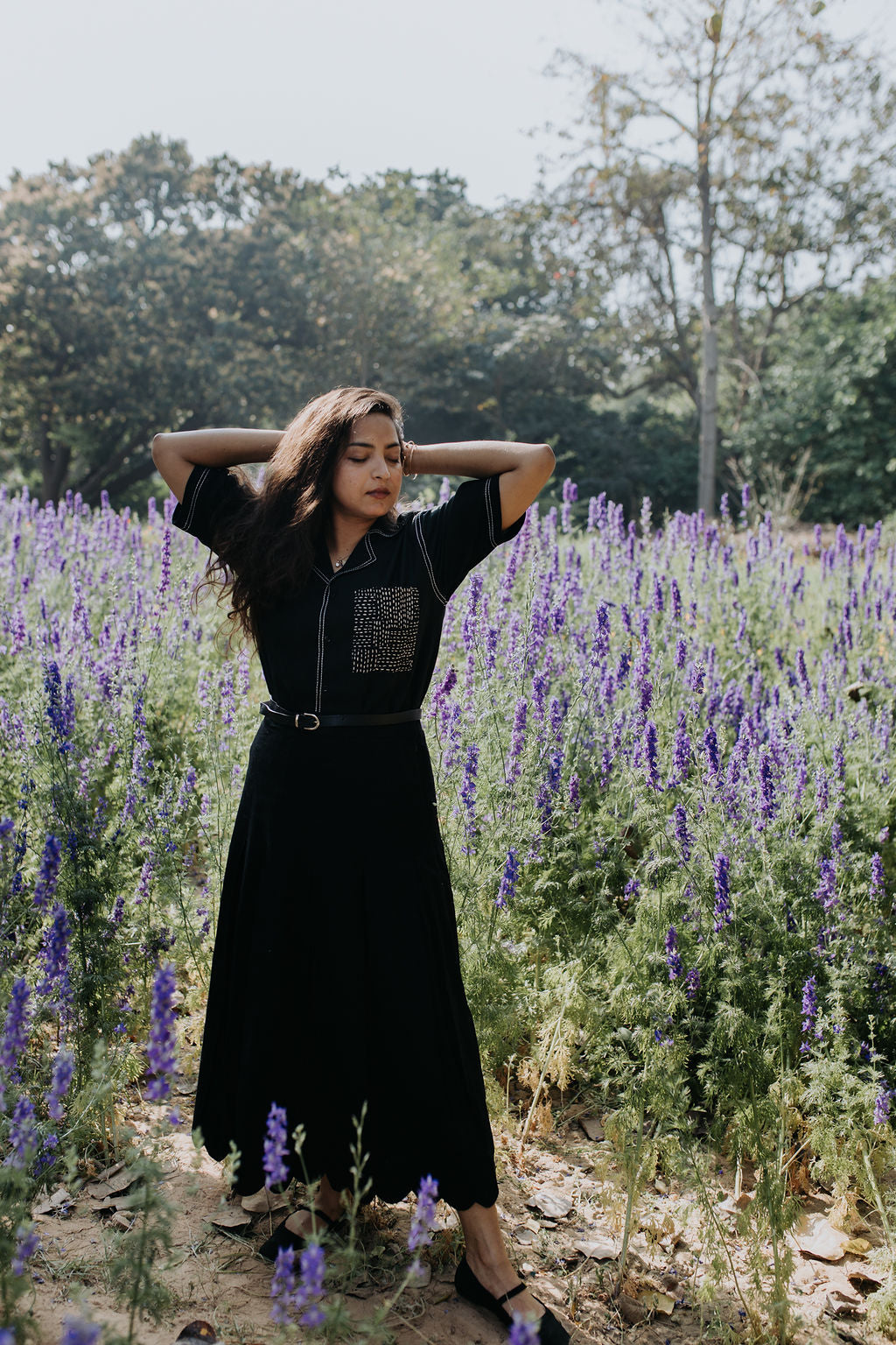 Black Scallop Pleated Skirt