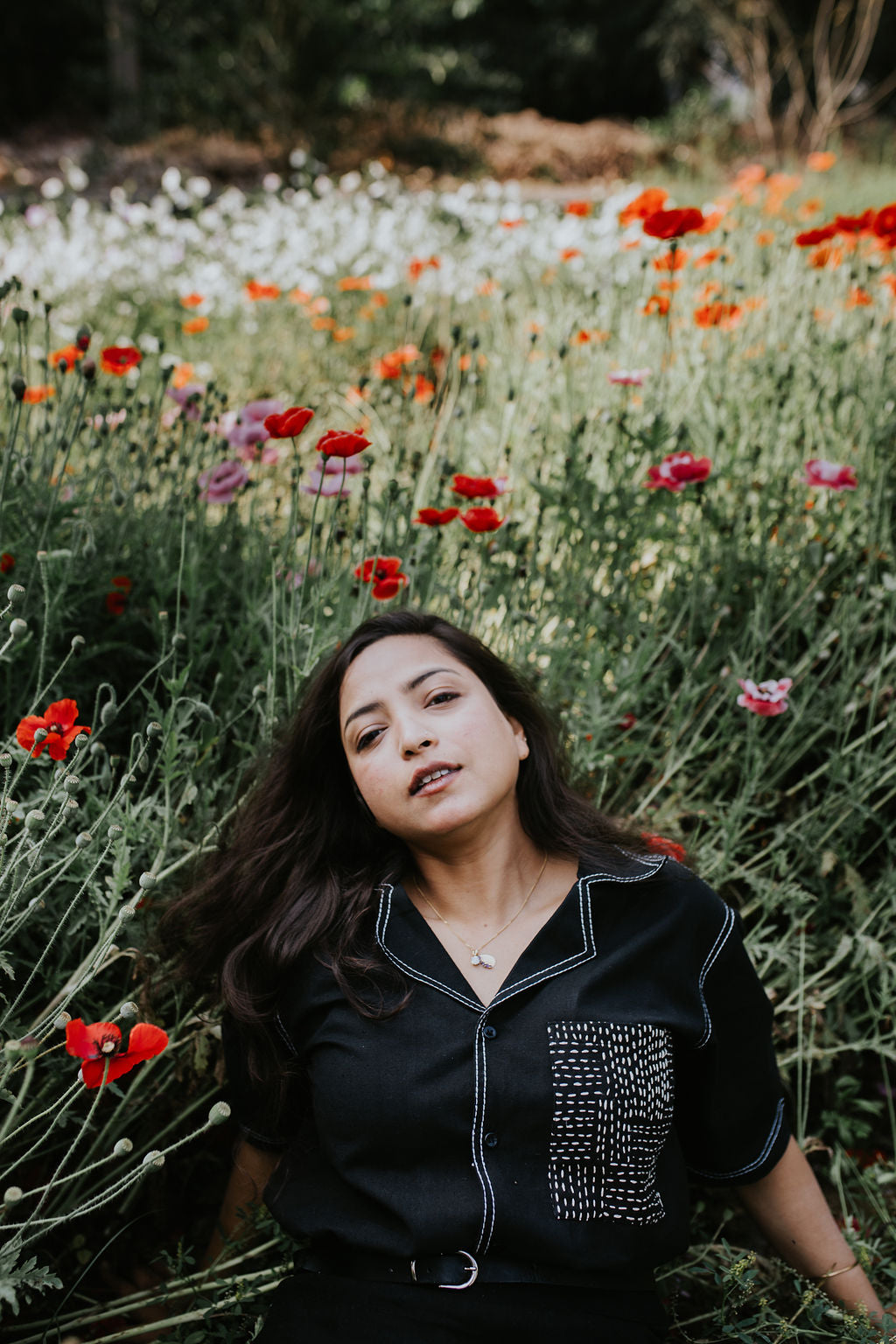 Black Scallop Pleated Skirt