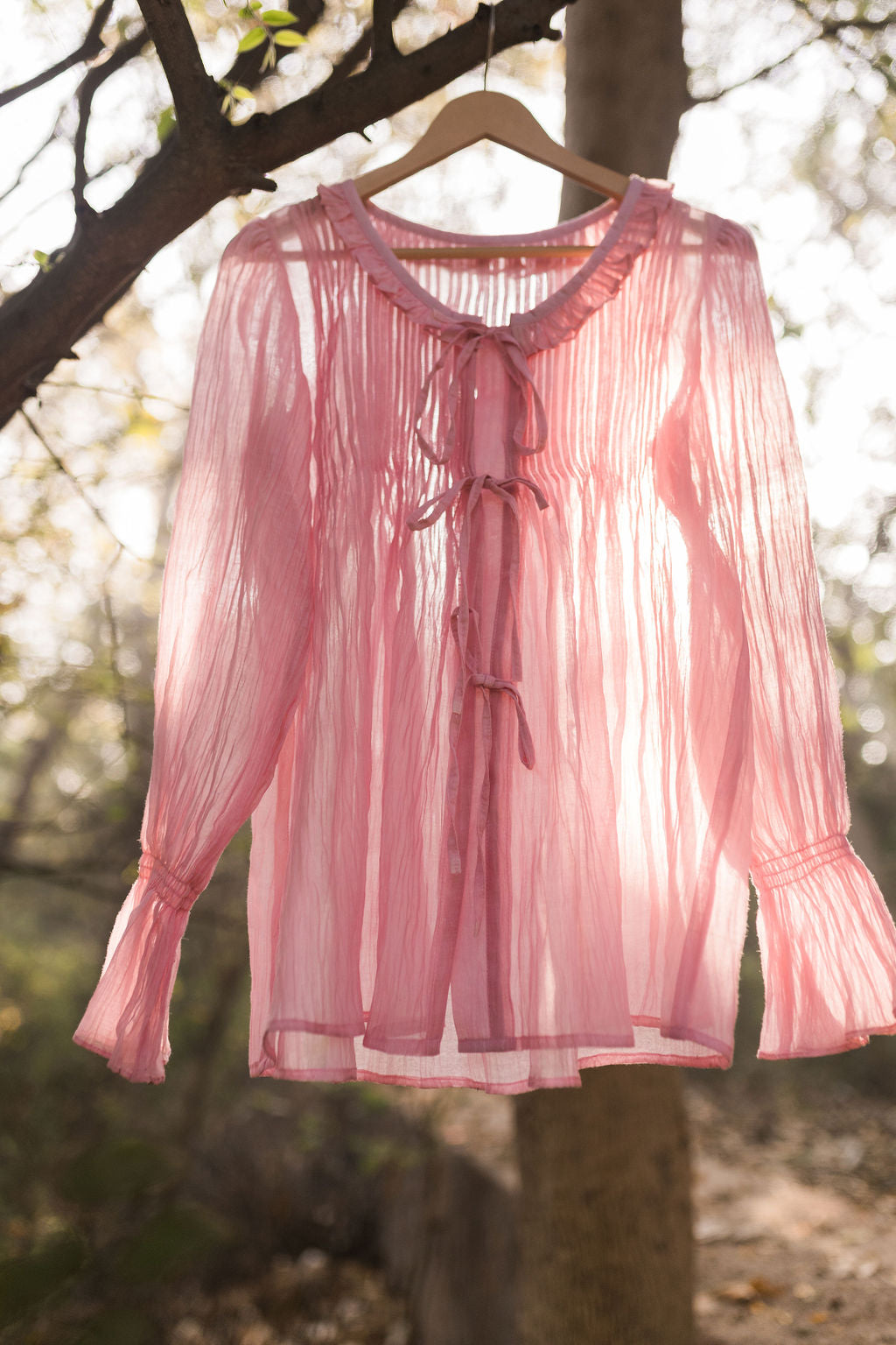 Soft Peony Frill Pintuck Top