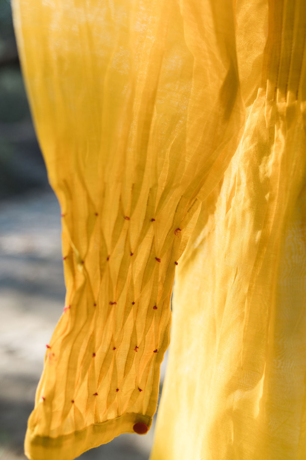 Chanderi Marigold Pintuck Shirt
