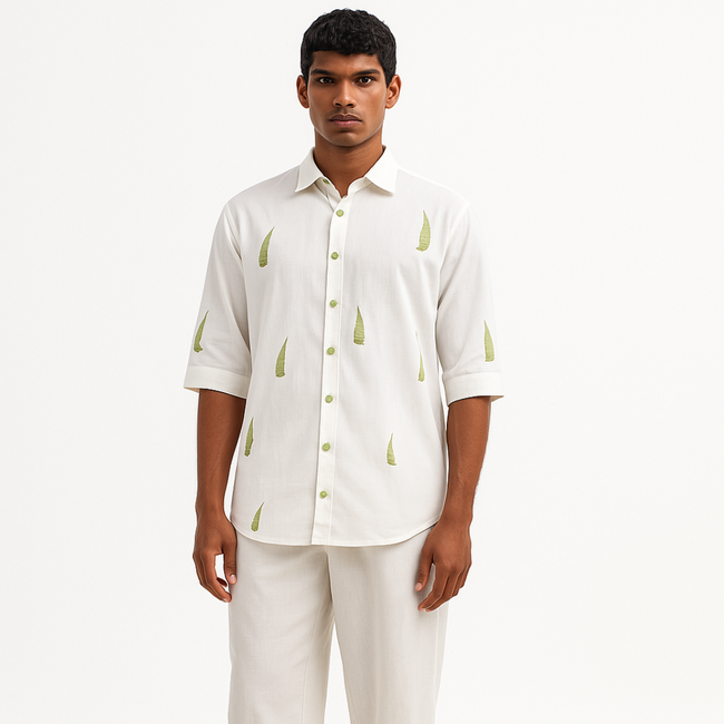 Leaf by Leaf-Soft Woven Linen Shirt Main Image