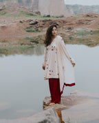 Handpainted Rose Garden Mulmul Kurta Set