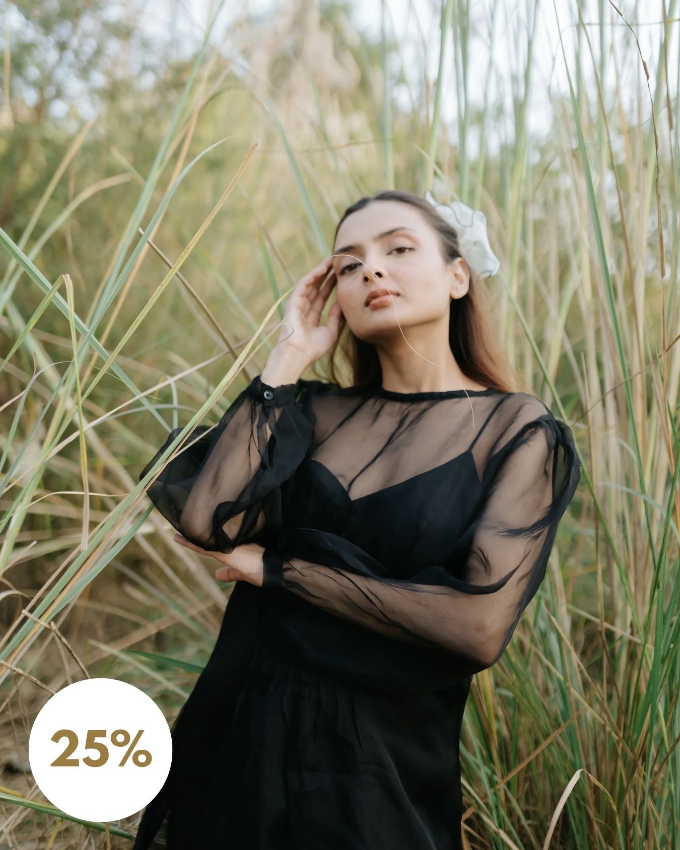 Black Rose Organza Pleated Dress