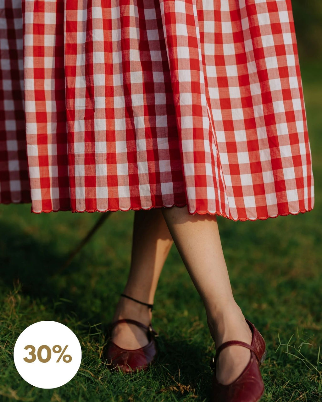 Red Gingham Scalloped Dress
