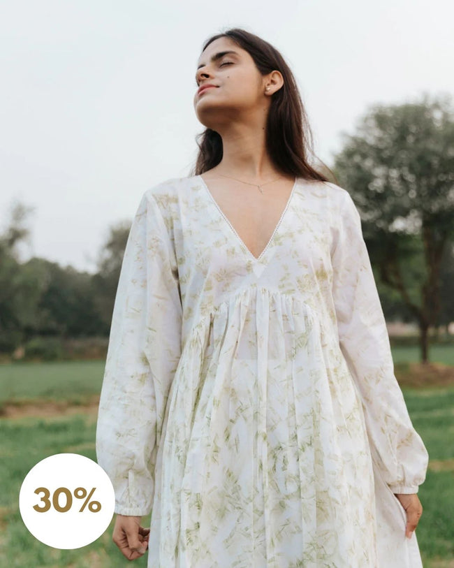 Neem Mulberry Leaves Naturally Bundle-Dyed Kurta Main Image