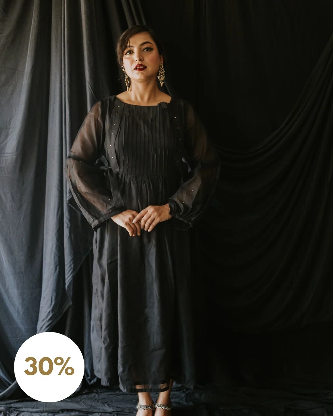 Black Chanderi Sitara Dress (SALE L)