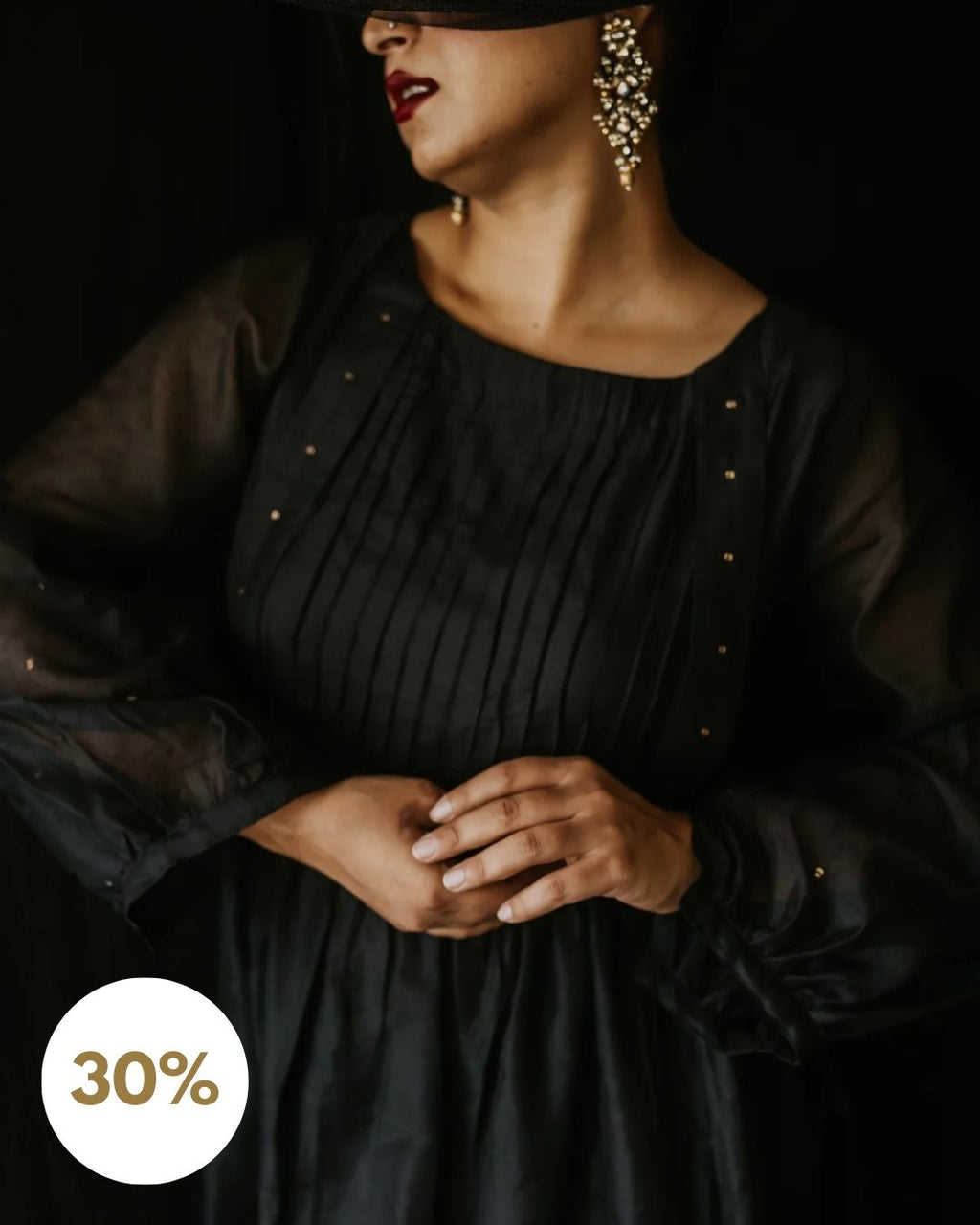 Black Chanderi Sitara Dress (SALE L)