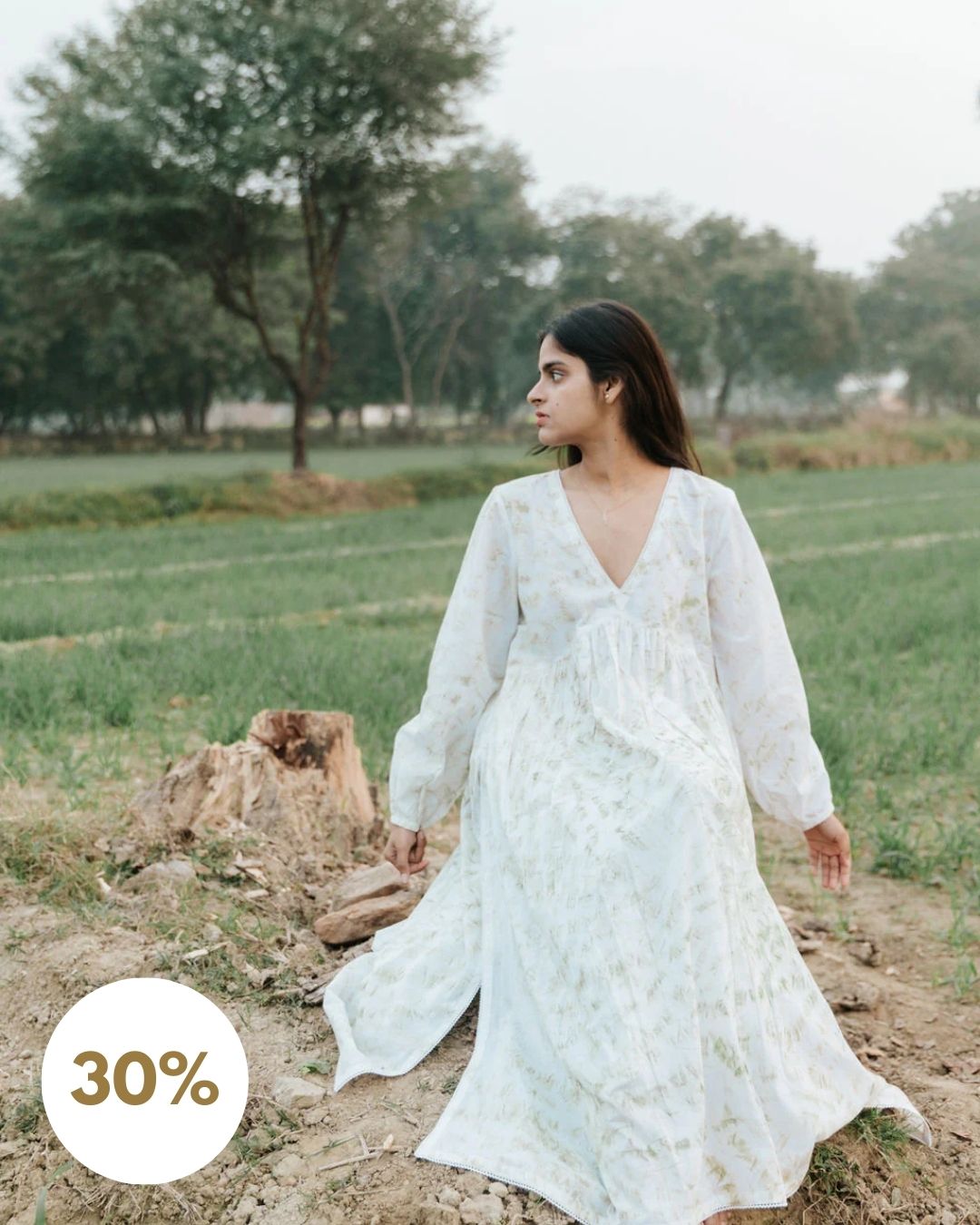 Neem Mulberry Leaves Naturally Bundle-Dyed Kurta (Sale - All Sizes)