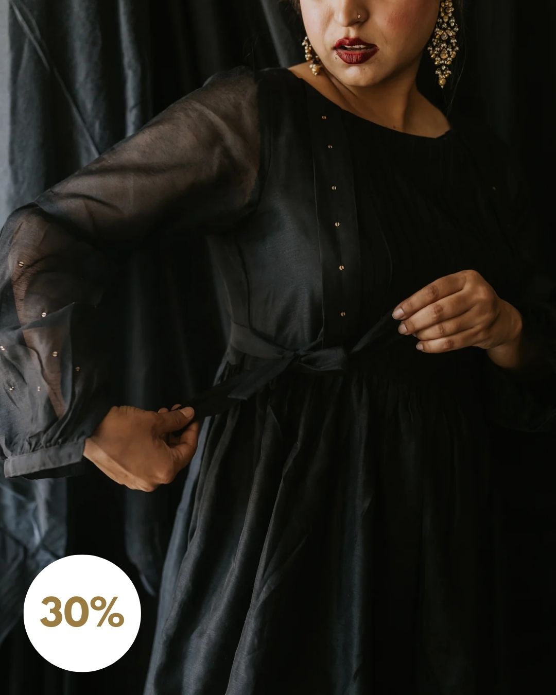 Black Chanderi Sitara Dress (SALE L)