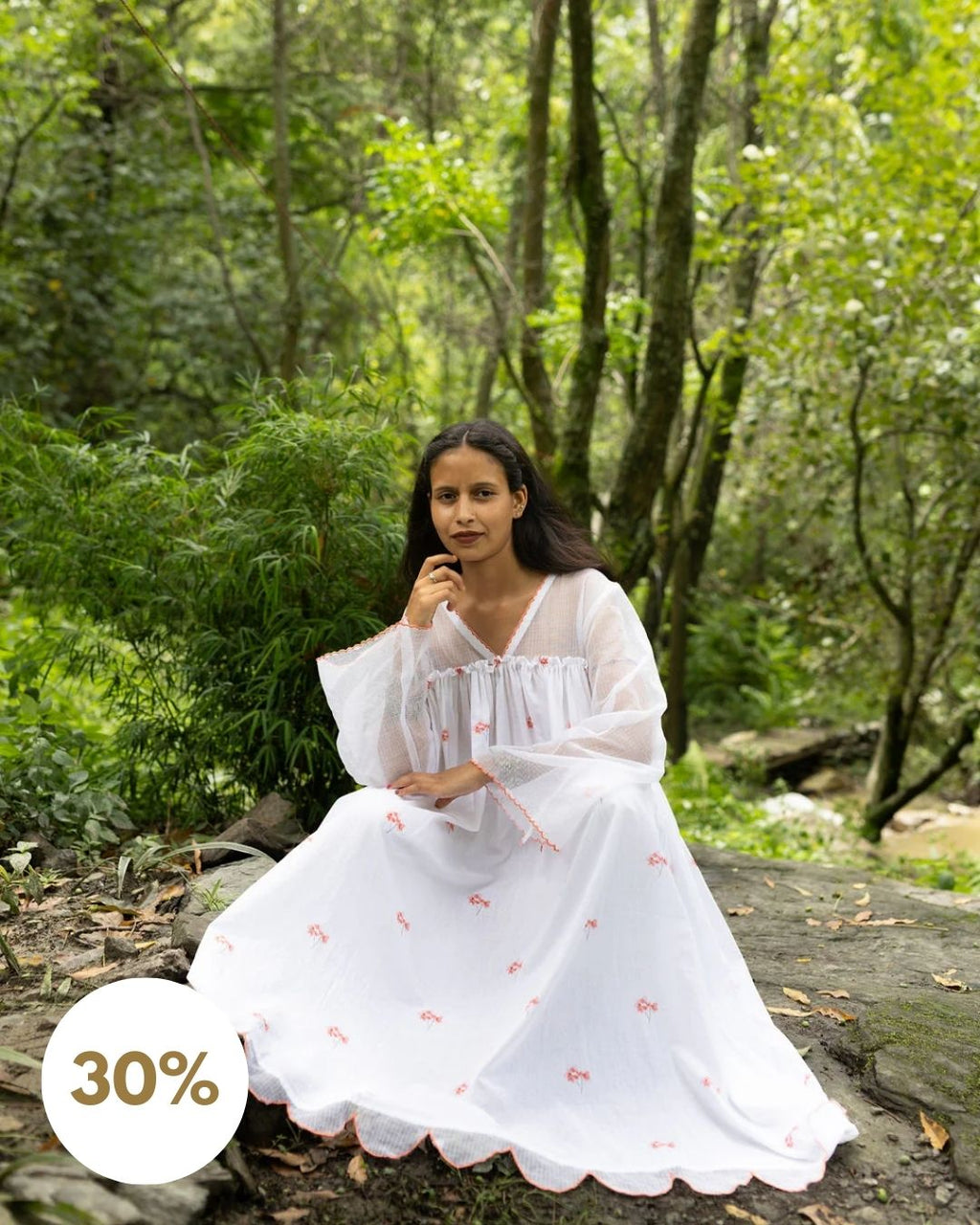 Pink Hydrangea Scallop Kurta Dress (SALE - M)