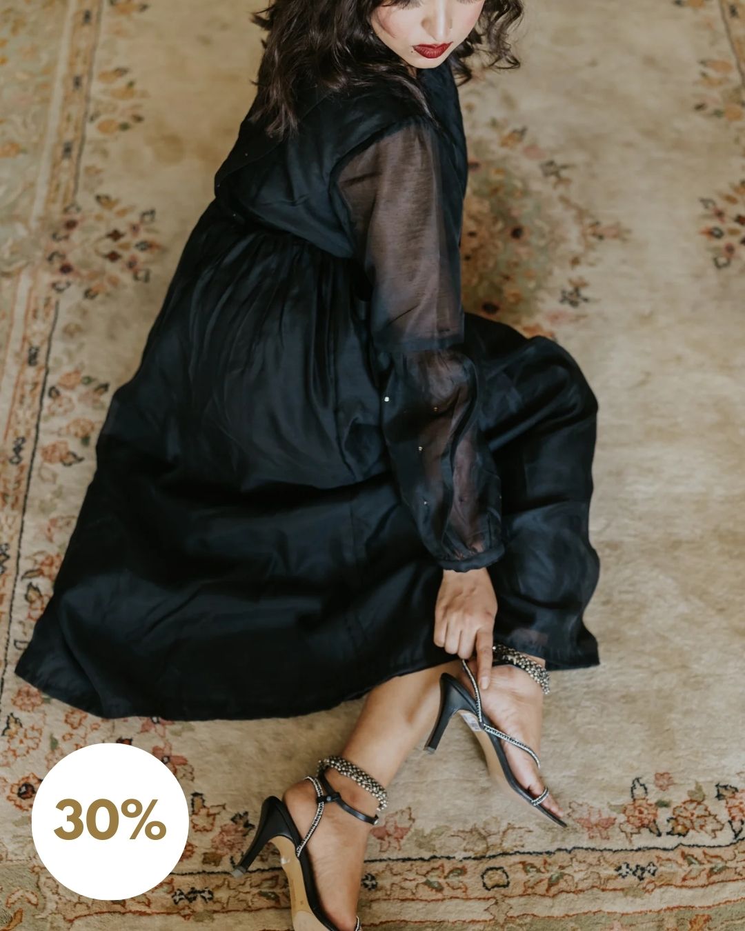 Black Chanderi Sitara Dress (SALE L)