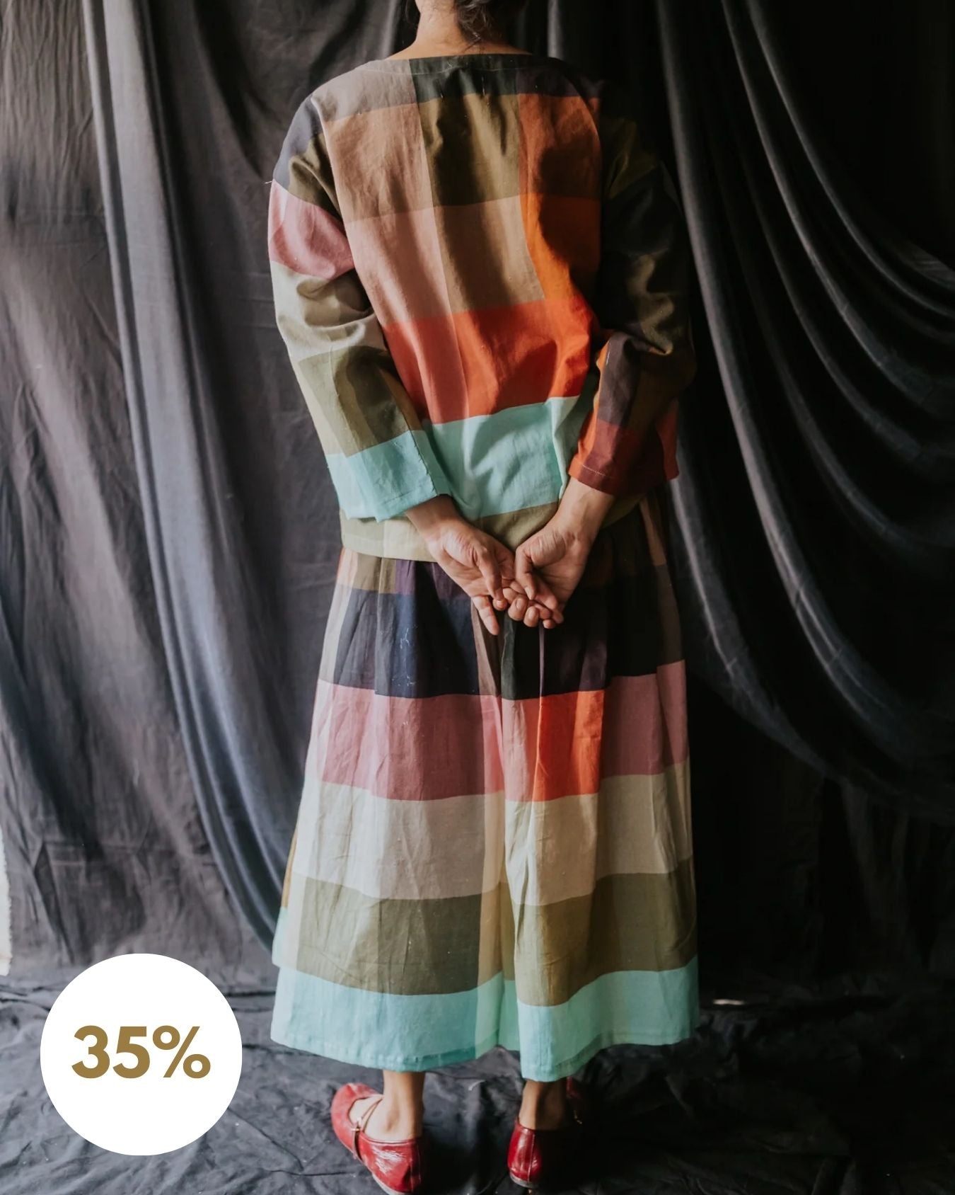 Multicolor Linen Check Cord Set