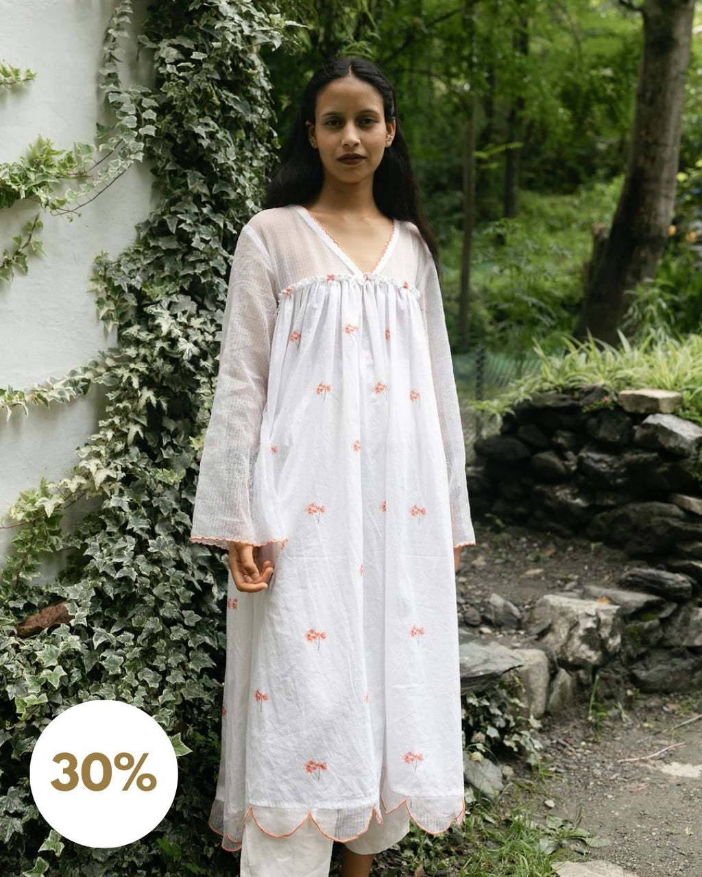 Pink Hydrangea Scallop Kurta Dress (SALE - M)