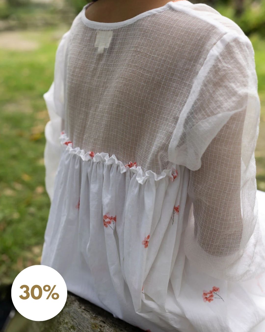 Pink Hydrangea Scallop Kurta Dress (SALE - M)