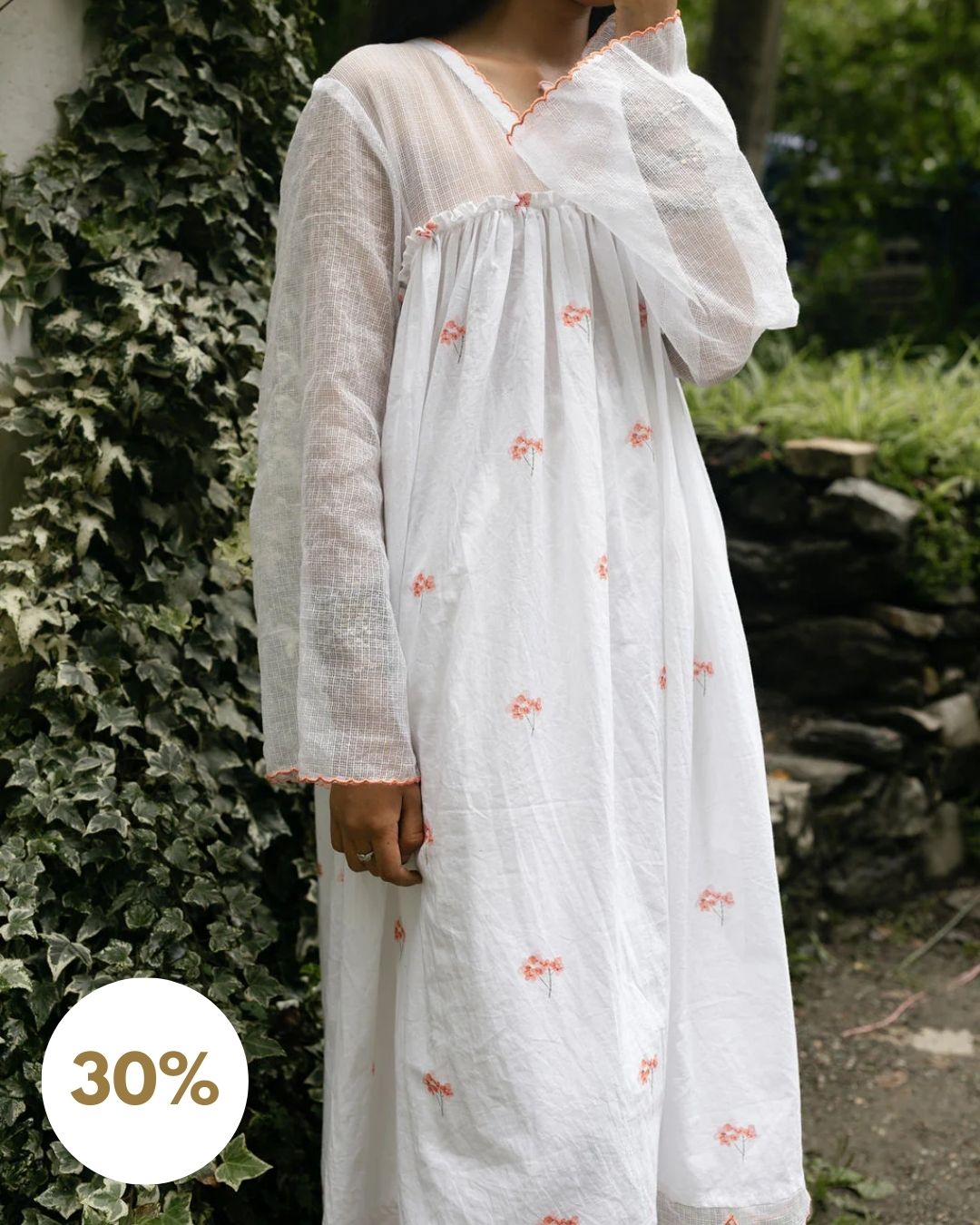 Pink Hydrangea Scallop Kurta Dress (SALE - M)