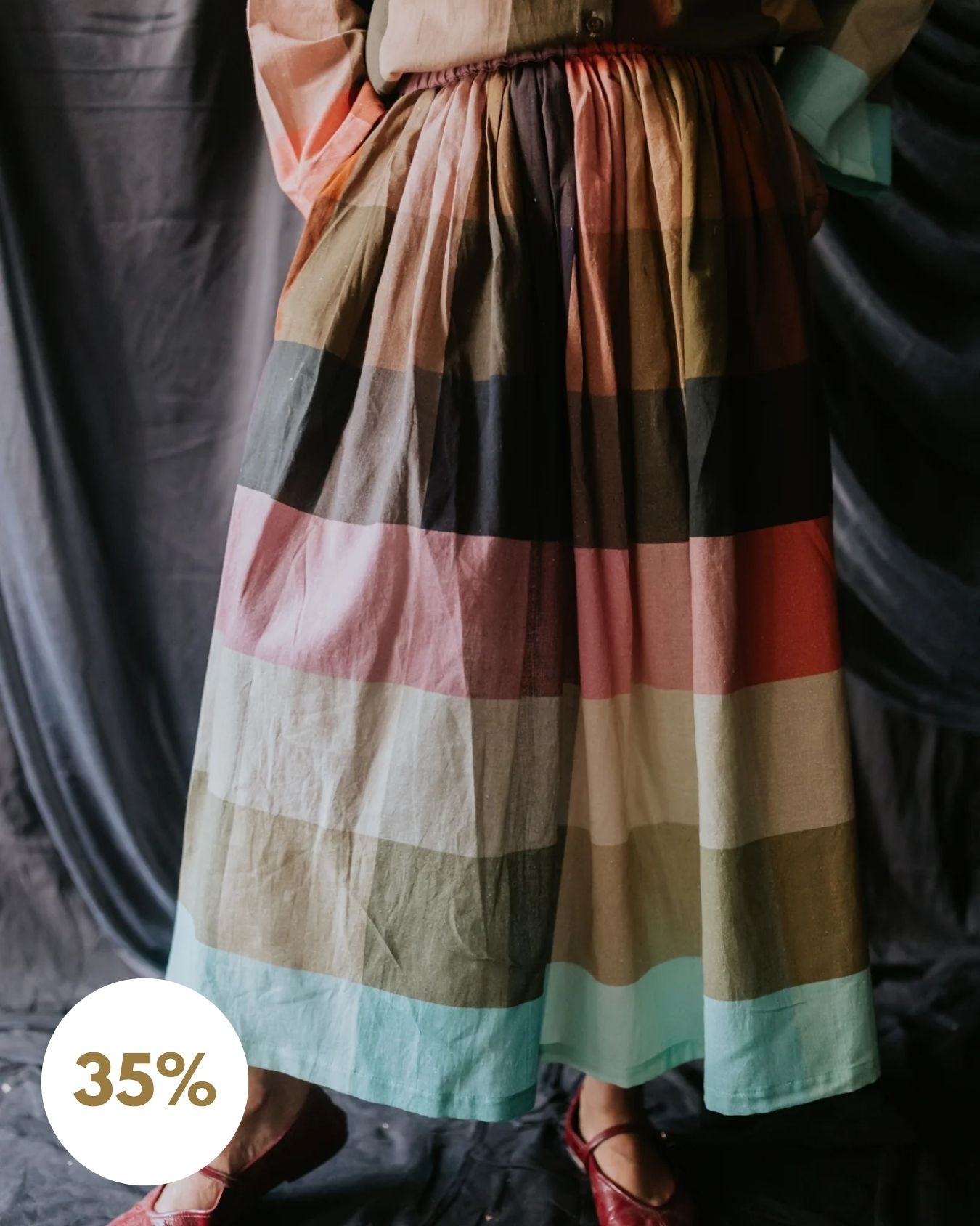 Multicolor Linen Check Cord Set