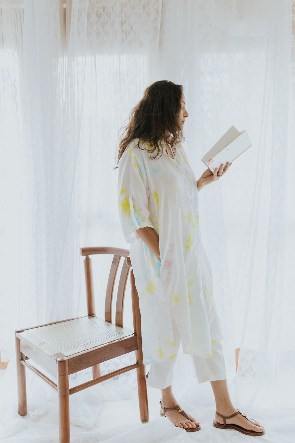 tie dye oversized shirt dress The Nest On The Daily Oversized Slit Tee Dress - Women's Size XL