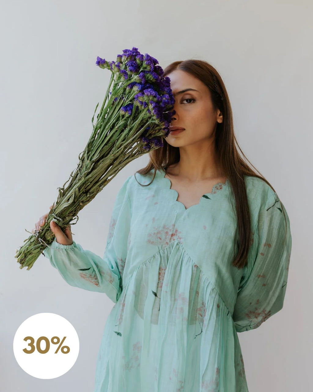 Mint Pink Scallop Top