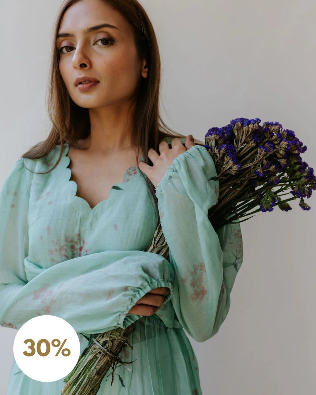 Mint Pink Scallop Top