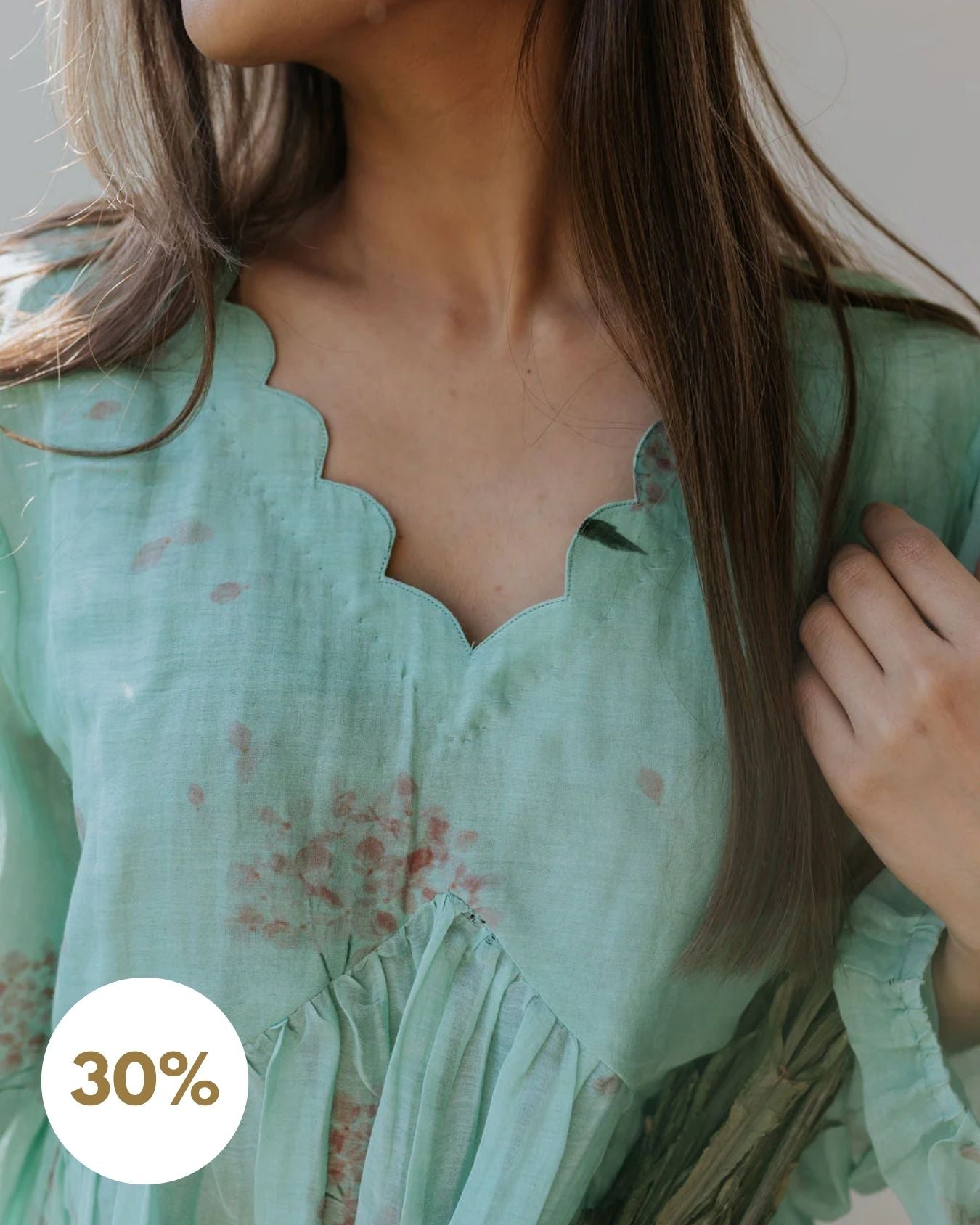 Mint Pink Scallop Top