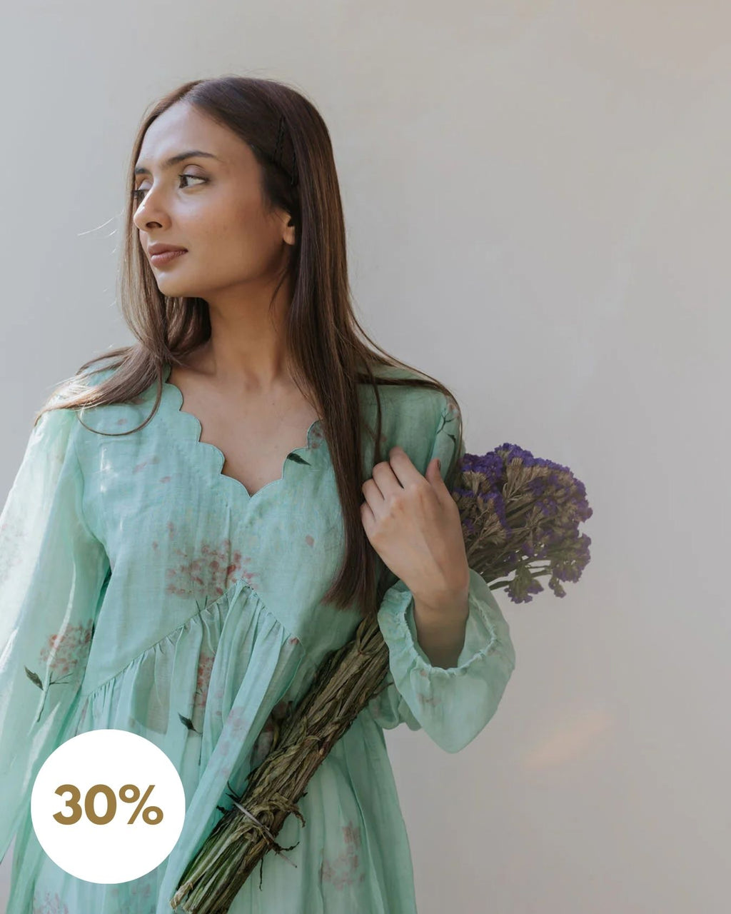 Mint Pink Scallop Top