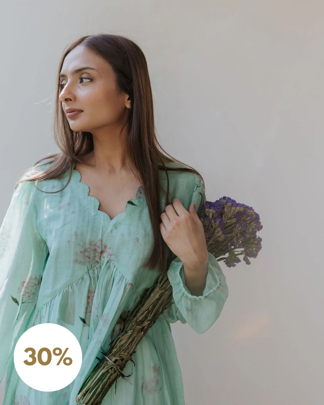 Mint Pink Scallop Top