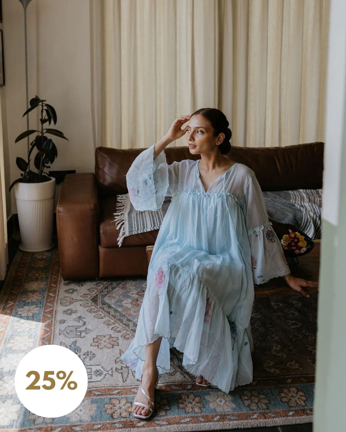 River-Side Hydrangea Scallop Dress