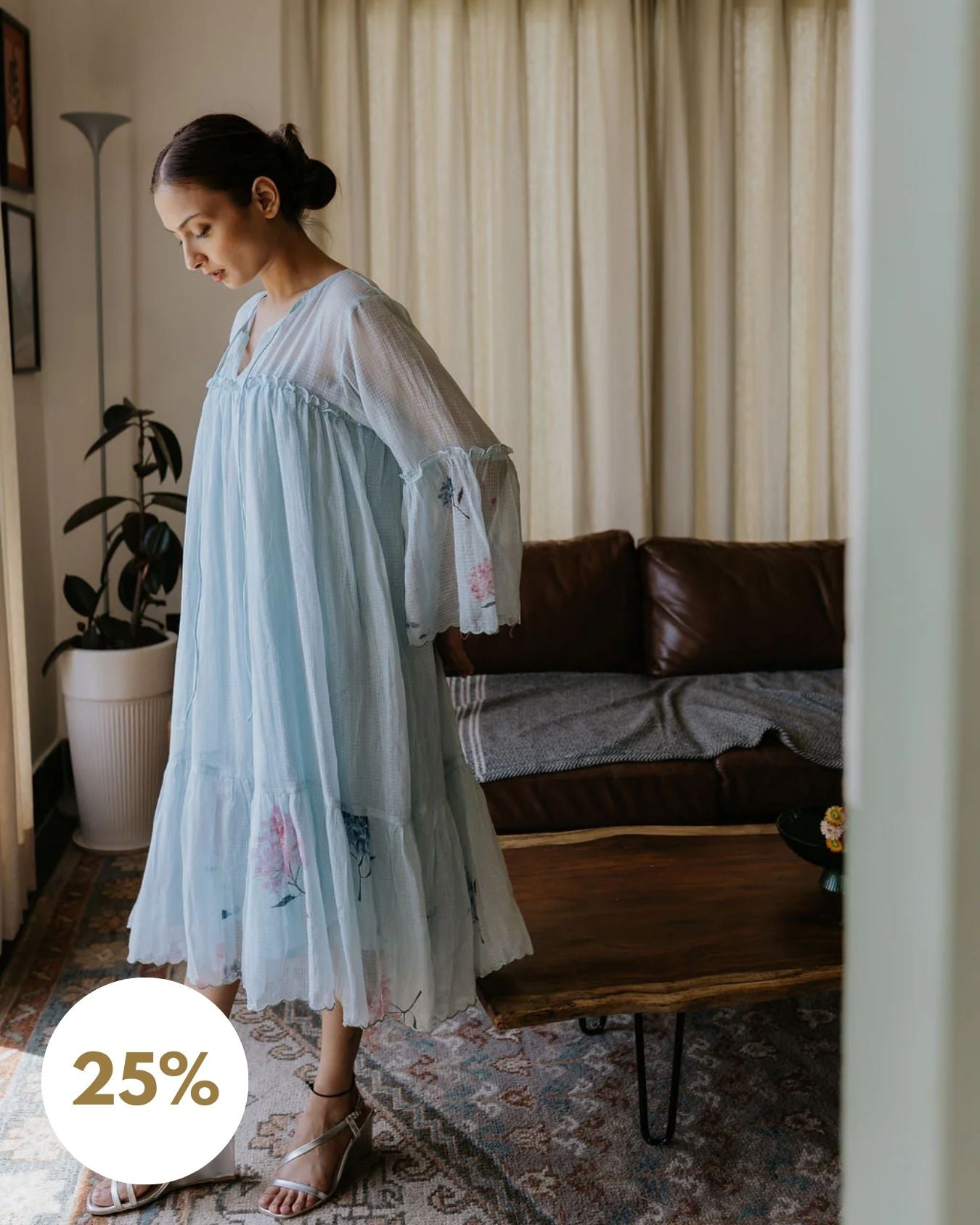 River-Side Hydrangea Scallop Dress