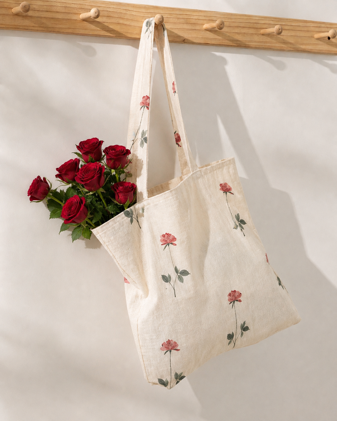 Pressed Rose Handpainted Tote Bag