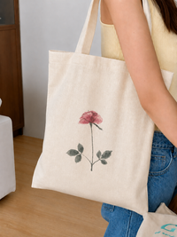 Single Rose Handpainted Tote Bag