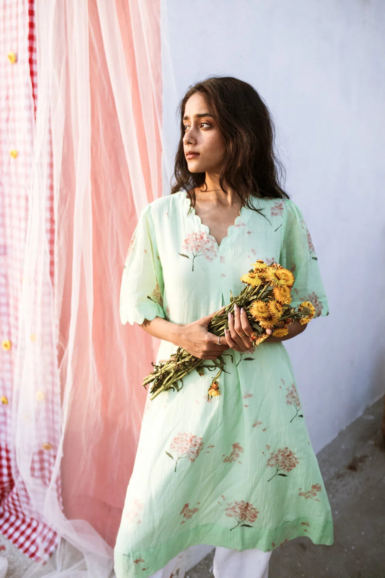Hydrangea In The Mint Garden Kurta Dress