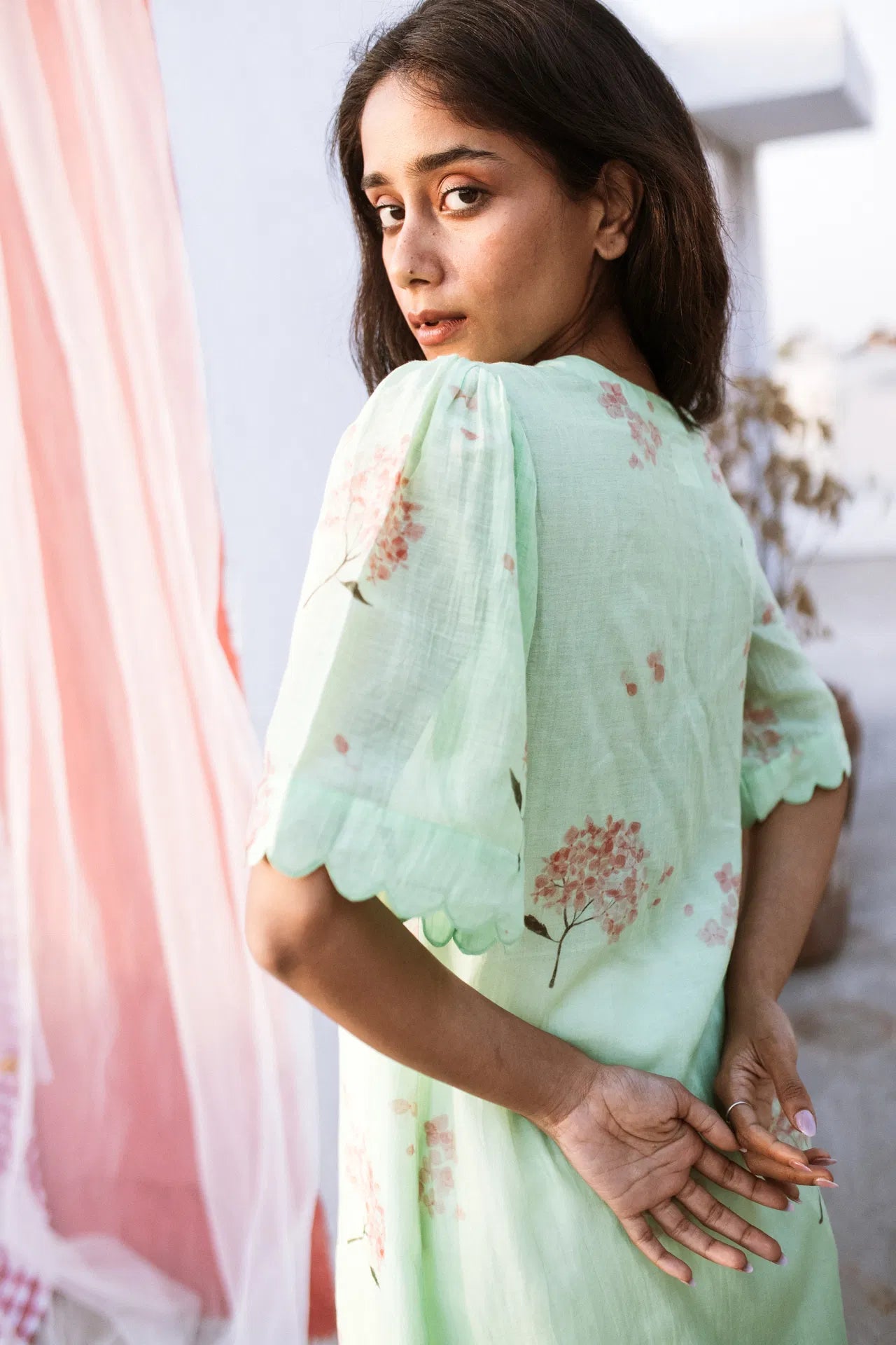 Hydrangea In The Mint Garden Kurta Dress