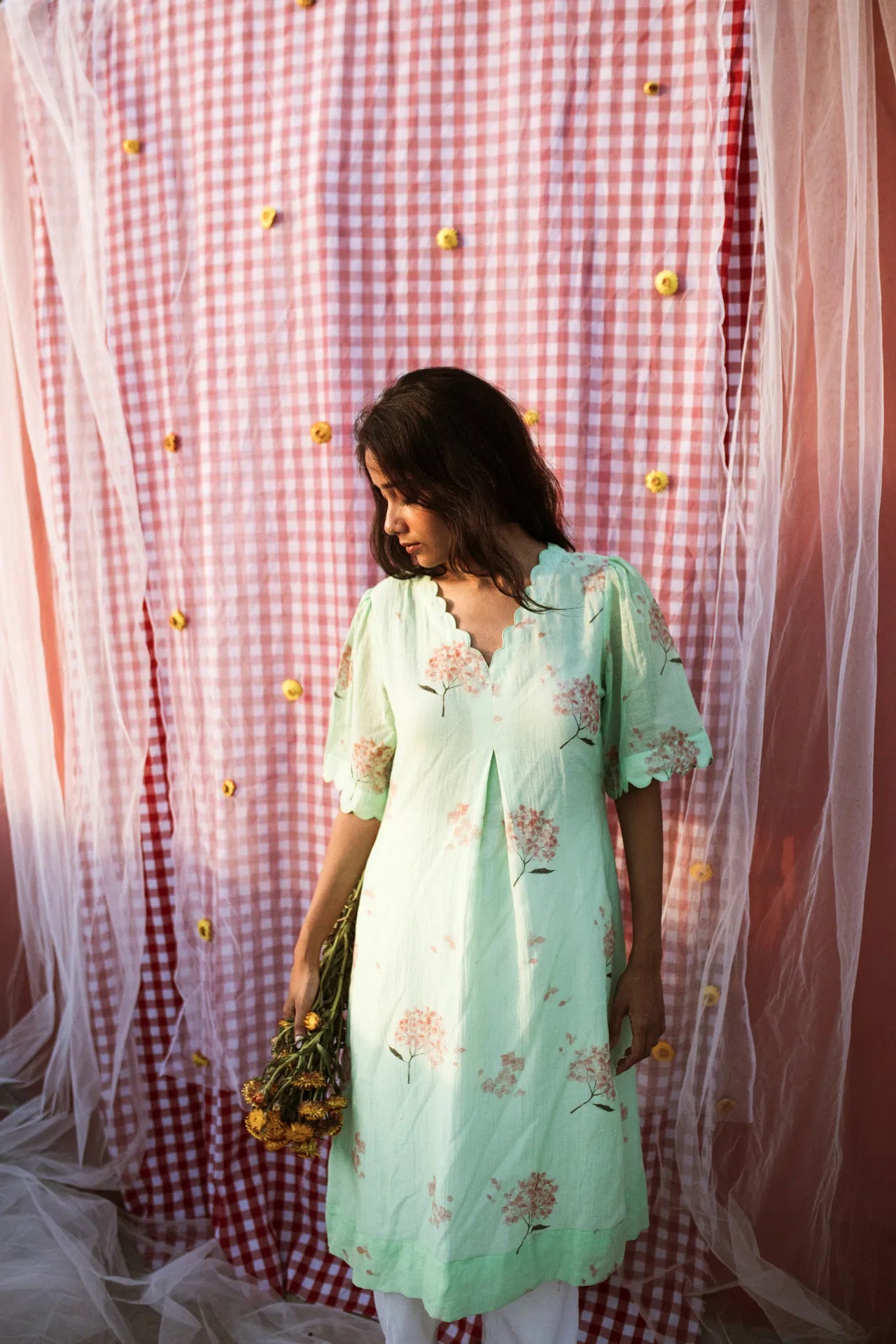 Hydrangea In The Mint Garden Kurta Dress