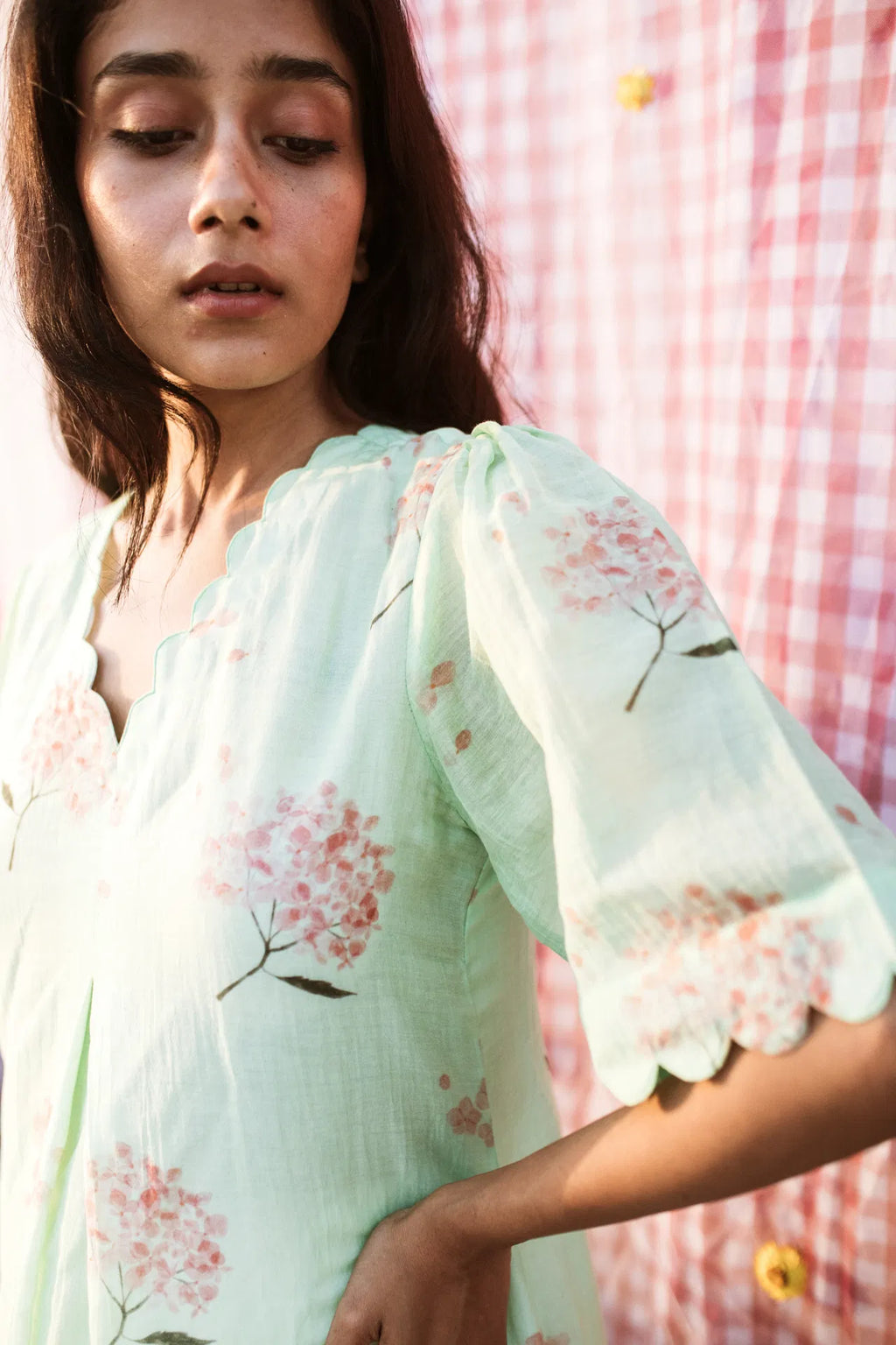 Hydrangea In The Mint Garden Kurta Dress