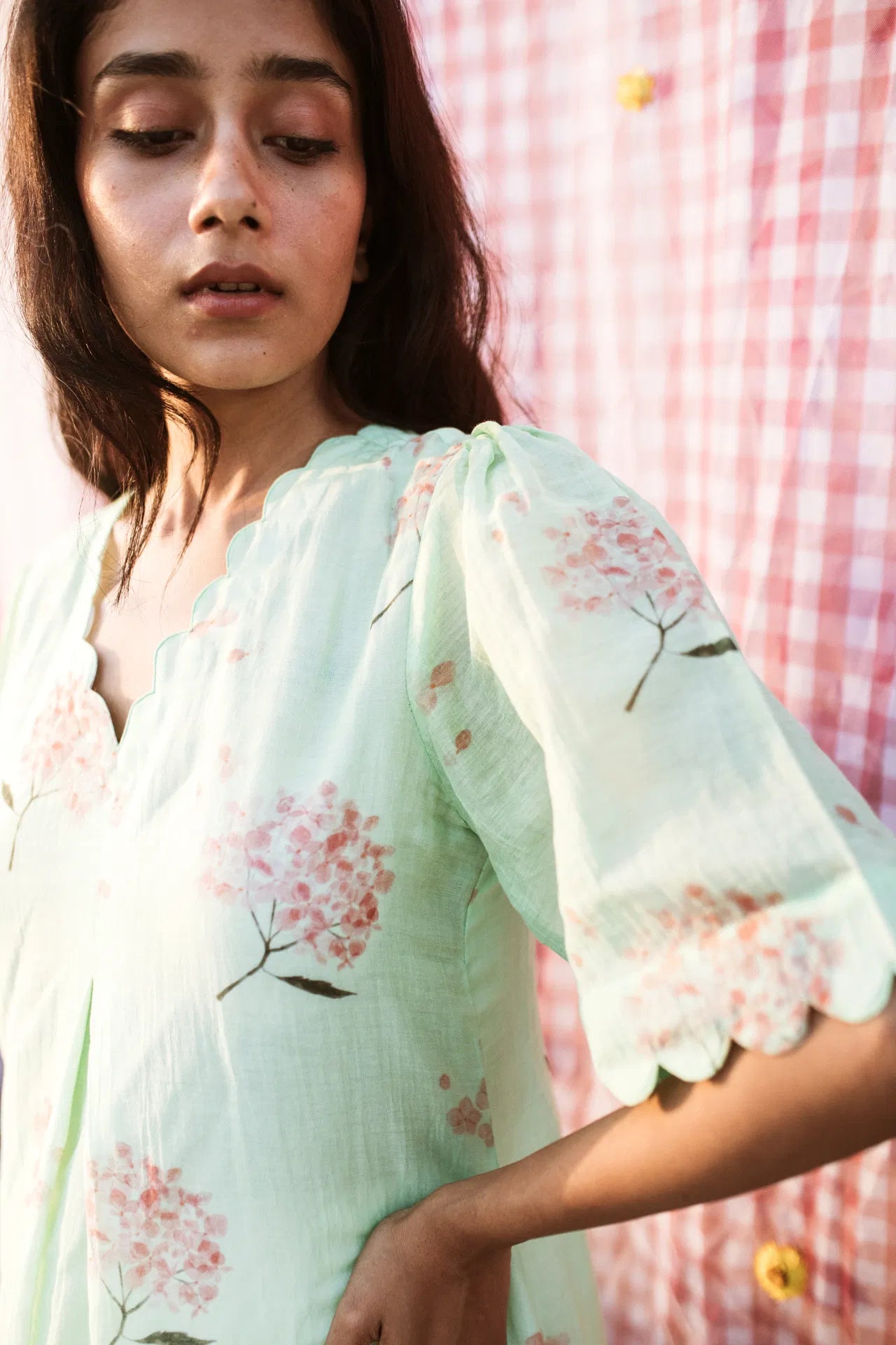Hydrangea In The Mint Garden Kurta Dress