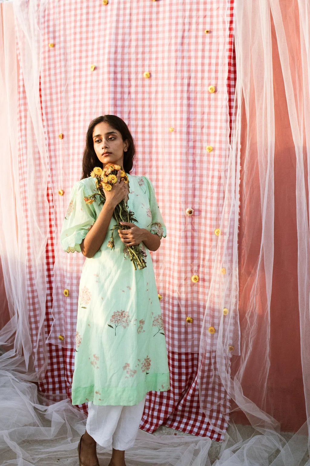 Hydrangea In The Mint Garden Kurta Dress