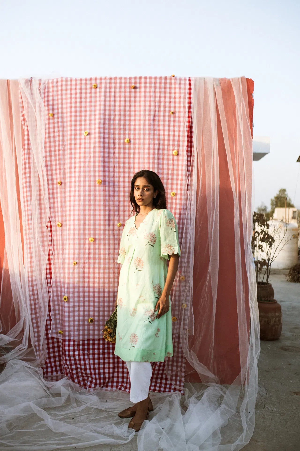 Hydrangea In The Mint Garden Kurta Dress