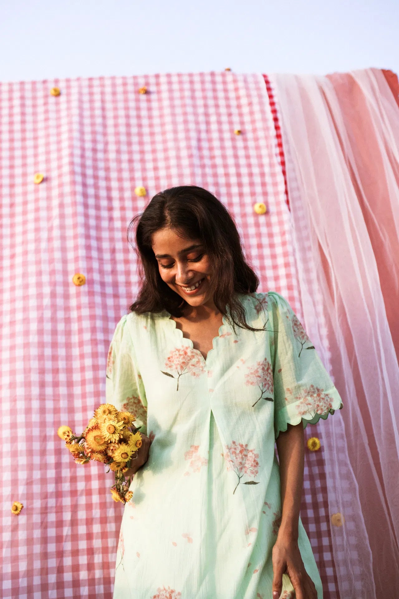 Hydrangea In The Mint Garden Kurta Dress