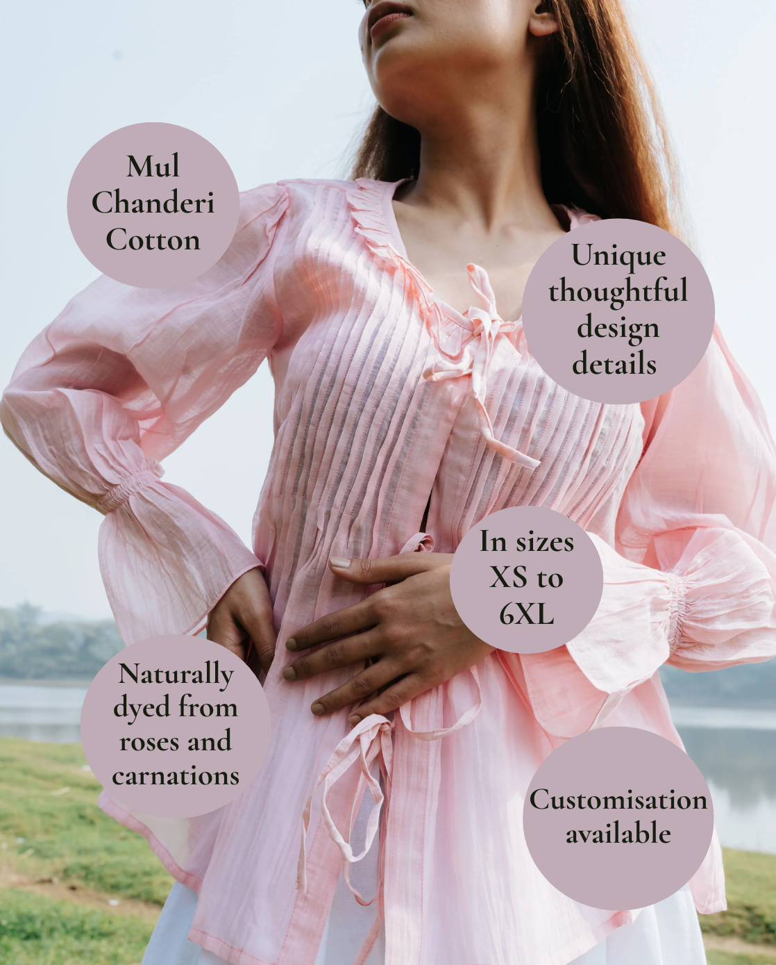 Soft Peony Frill Pintuck Top