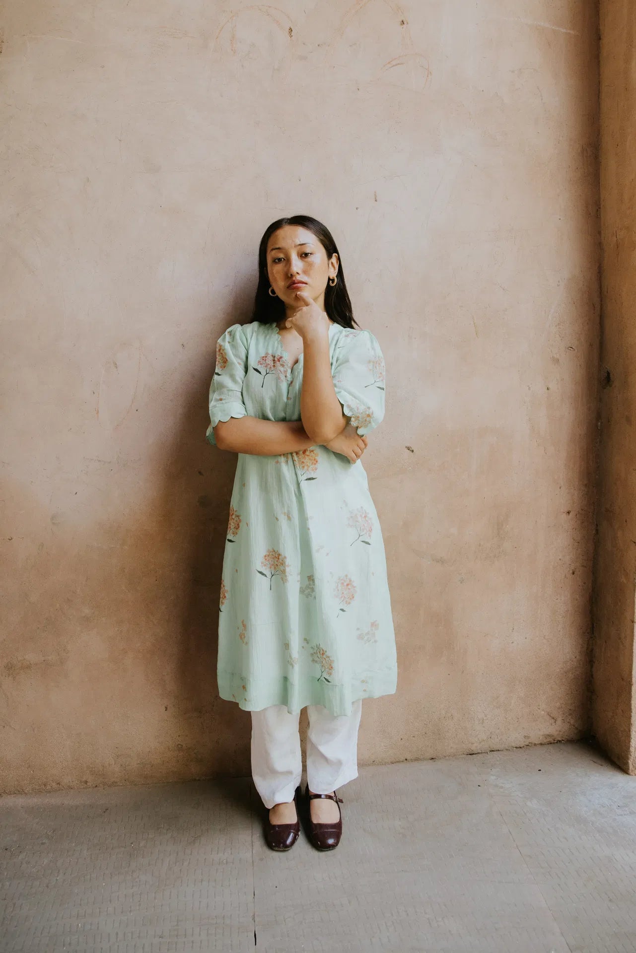 Hydrangea In The Mint Garden Kurta Dress