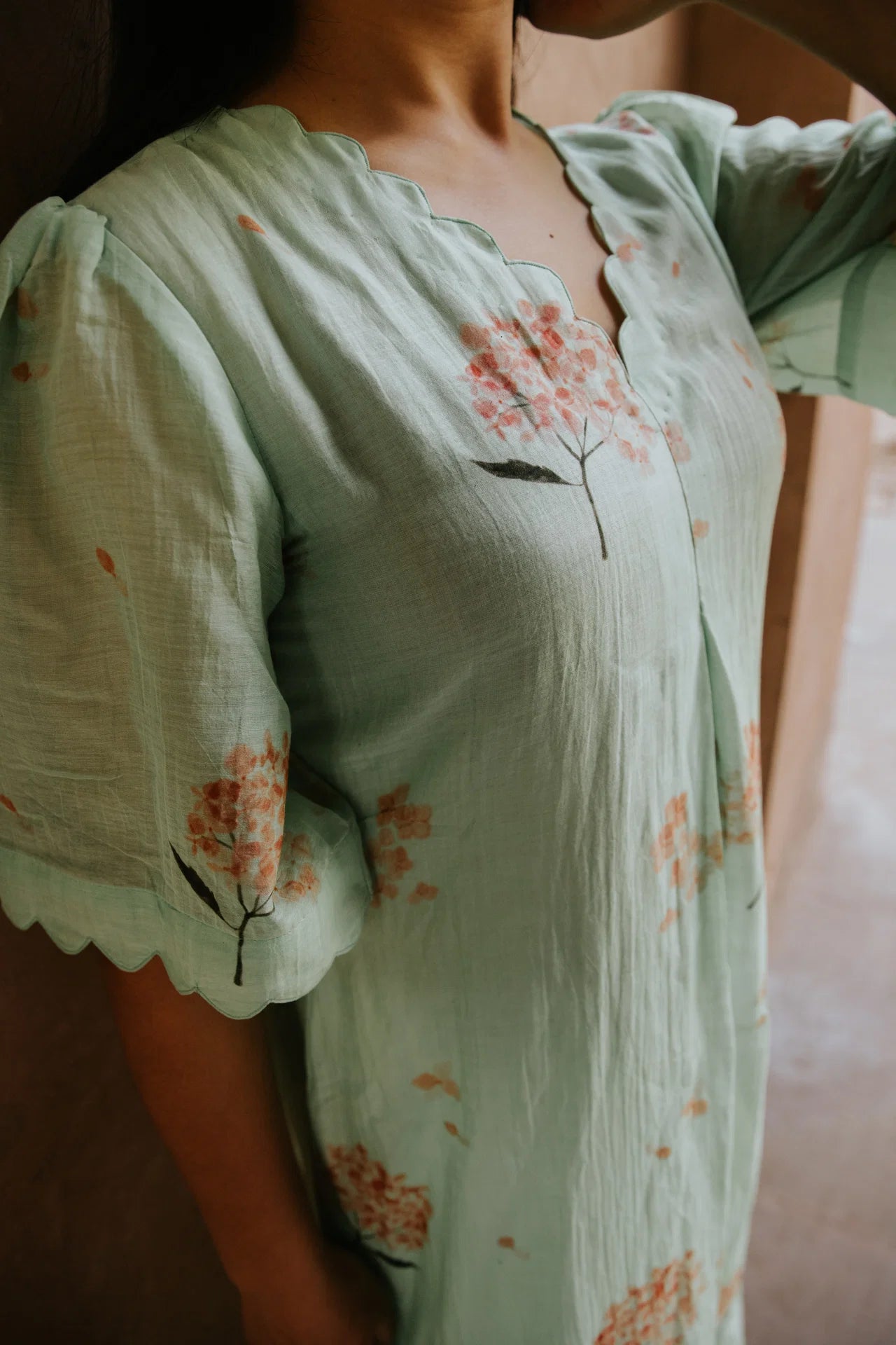 Hydrangea In The Mint Garden Kurta Dress