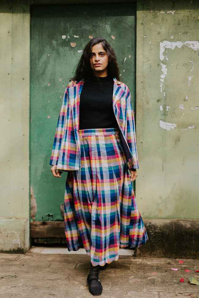 Joy Pleated Check Cord Set Hover Image