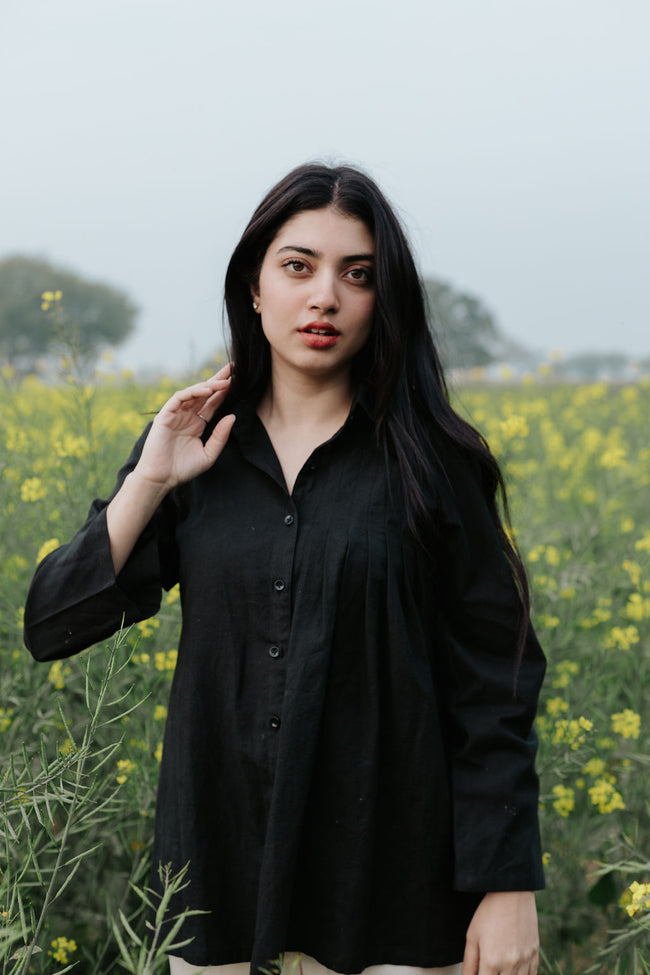 Linen Pintuck Shirt Hover Image